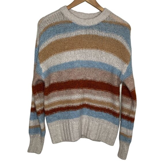 American Eagle Chunky Knit Striped Crewneck Sweater Womens Small Cozy - Picture 1 of 9